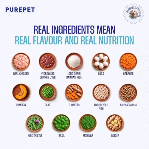 Image of Purepet Fresh Dog Food Chicken & Vegetables, for Adult & Puppy, 100gm | High Protein, 65% Real Chicken, 35% Fruits & Veggies |No Preservatives | Ready to Serve | All Breeds | One Pack One Meal