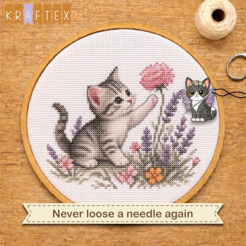 Image of Kraftex Magnetic Needle Minder. Needleminder for Embroidery & Sewing. Cute Needlepoint Accessories. Magnetic Needle Holder for Cross Stitch. Cute Magnet Pin Gift