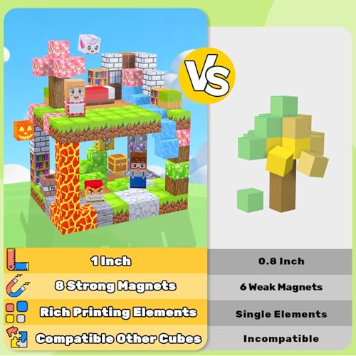 LionFuny Magnetic Blocks, 300Pcs Magnetic Building Blocks Sets, STEM Montessori Stacking Sensory Education Magnet Toys for Kids Toddlers Boys Girls Ages 3 4 5 6 7 8-12 Birthday Gifts, 1" Large Size — view 3