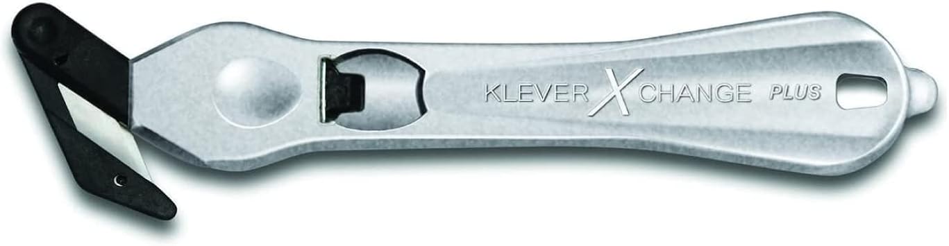 Klever X-Change PLUS box cutter w/Wide Cut, Utility Knife, Carbon Steel Blade, Lightweight Ergonomic Magnesium Handle, 10/pk PLS-300XC-30