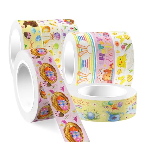 CC HOME Ostern Washi Tape Set 12 Rolle,Ostereier Tape Dekoratives Klebeband Stickers Scrapbook Zubehör Journaling Zubehör Junk Tagebuch DIY Kunsthandwerk Tagebuch Bastelmittel
