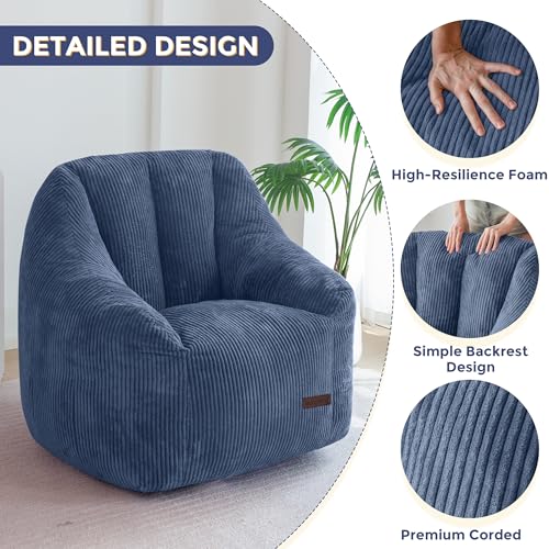 Image of MAXYOYO Bean Bag Chair for Adults, Foam-Filled Floor Sofa for Reading