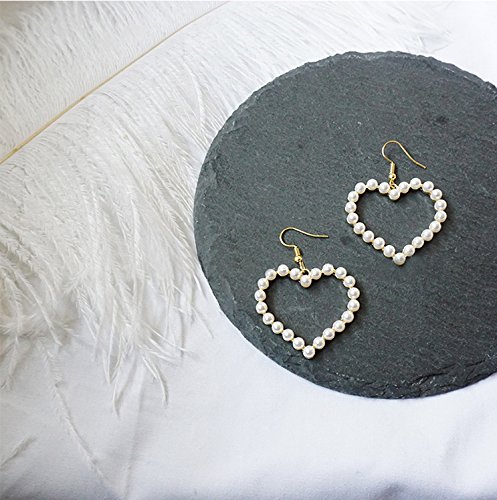 Heart Pearl Dangle Earrings For Women Tiny Pearl Drop Earrings Gift For Valentines'day Mother’s Day Christmas #TOP2
