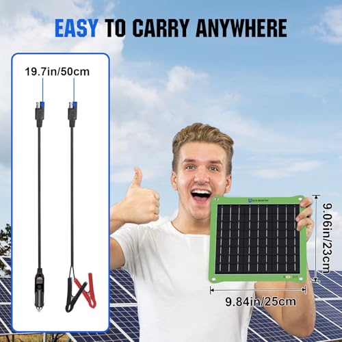 Eco-Worthy L02EPN7.5BB18V-1 𝐔𝐠𝐫𝐚𝐝𝐞 7.5W Solar Car Battery Charger Maintainer 12V Waterproof Solar Panel Portable Solar Trickle Charger thumb #6