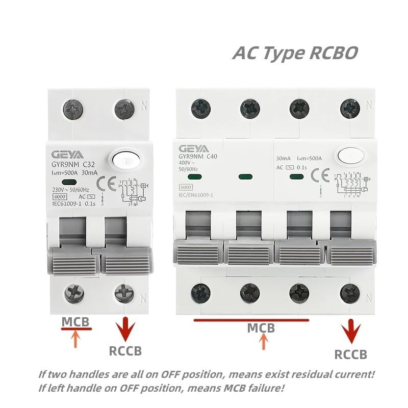 Salvavita Riarmo Automatico Interruttore differenziale GYR9NM 230V 2P 4P con protezione da sovracorrente e cortocircuito RCBO MCB Max 40A(30mA,4P 25A)