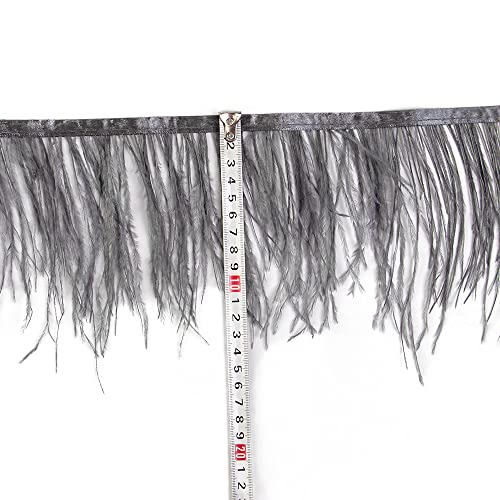 3 Yards 10-15cm Dark Grey Ostrich Feathers Trim Fringe for DIY Dress Sewing Crafts Costumes Decoration, dark grey 020# - Image 3