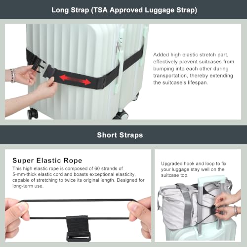 Vigorport Luggage Straps for Suitcases 3 PCS, Adjustable Elastic Tick Rope - image 4