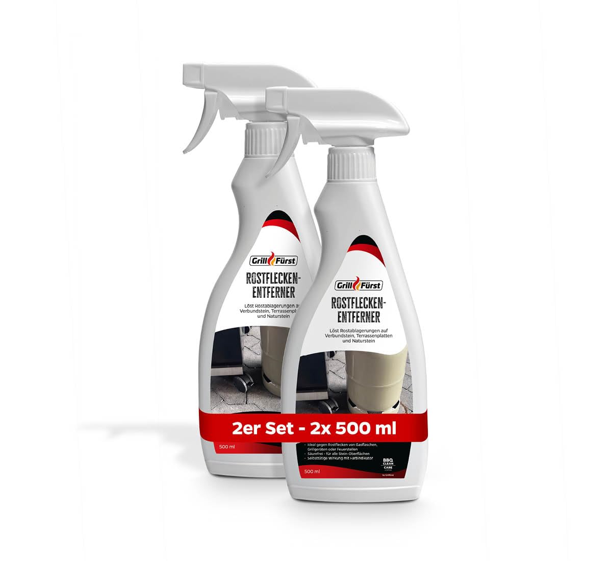 Grillfürst Rostflecken-Entferner, 2 x 500 ml - Aktiv-Reiniger mit Tiefenwirkung
