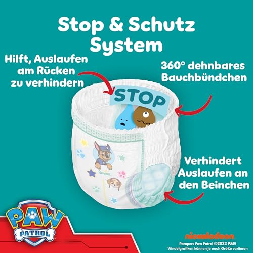 Pampers Baby-Dry Pants Paw Patrol Edition Größe 4, 180 Windeln, 9kg-15kg, 360° Passform hilft, Auslaufen zu verhindern – Ansicht 5