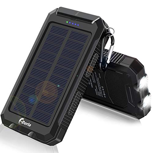 Solar Charger, F.Dorla 20000mAh Solar Power Bank for Camping Outdoor, with 2 Led