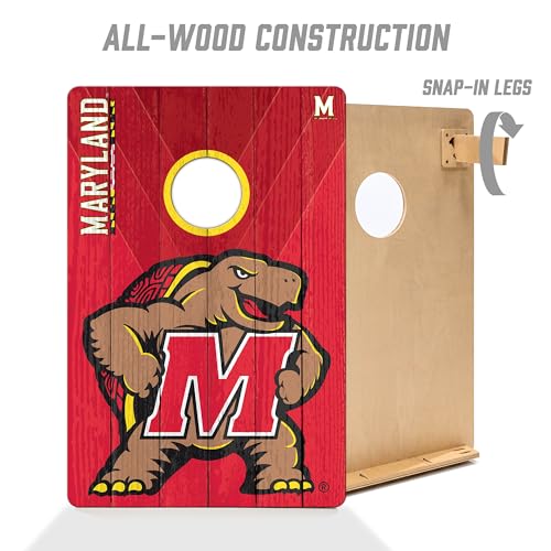 YouTheFan NCAA Maryland Terrapins 2’ x 3’ Wood Cornhole Game with Logo Bags by YouTheFan - Image 3