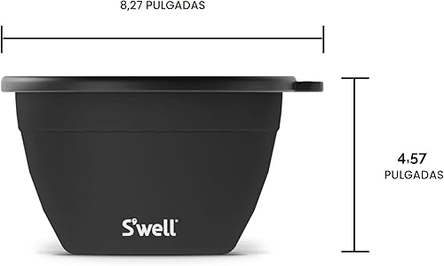 Miniatura 4 de Kit de ensaladera de acero inoxidable S’well de 64oz en Onyx, viene con recipiente de condimentos de 2oz y bandeja removible para servir organizado