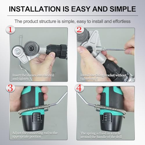 Image of Metal Nibbler Drill Attachment - Electric Drill Shears Attachment Cutter Nibbler, Sheet Metal Cutter Tool Adapter, Specifically Designed for Cutting Flat Metal Sheets of 21 Gauge and Below