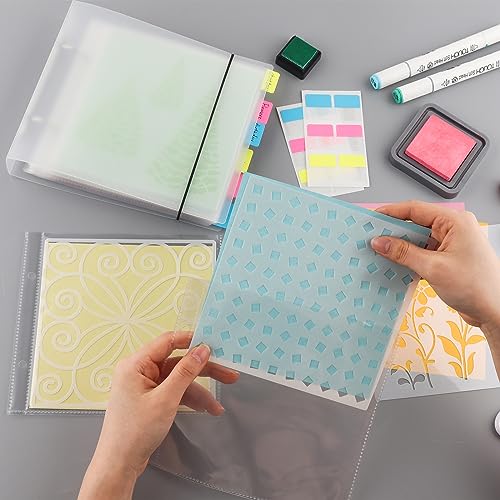 Image of 2 Sets Cookie Stencil Storage Binder for Storage 6 inchx6 inch Stencils Die Cuts & Stamp Storage Folder Baking Stencil Organizer Scrapbooking Cutting Dies Stencil Storage Book Collections Case Organizer