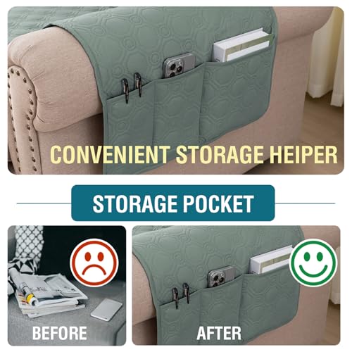 BellaHills 100% Waterproof Sofa Cover L Shape 2 Piece Couch Covers Sectional Chaise Sofa Slipcovers Non Slip Furniture Protectors for Dogs (Right Chaise Lounge Cover + 2 Seat Sofa Cover, Lily Pad) - Image 5