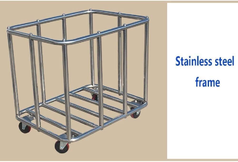 Rolling Laundry Sorter Cart with Waterproof Bag, Stainless Steel Frame, Universal Silent Wheels, Brown 90×65×80cm