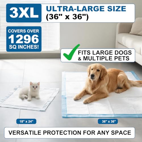 Image of XXXL Dog Pee Pads Extra Large 36 inchx36 inch (35 Count), Heavy Duty XXL Puppy Pads for Large Dogs, Super Absorbent Potty Pads & Pet Training Mats