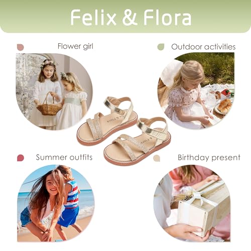 Image of Felix & Flora Toddler Girl Sandals - Little Girl Easter Dress Shoes Lightweight Open Toe Beach Holiday Flats