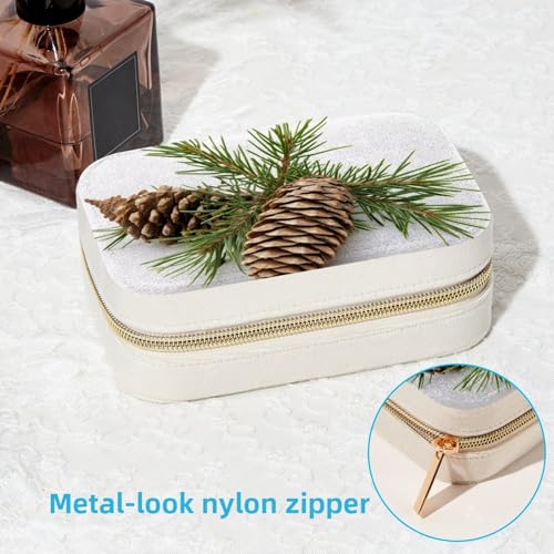 Boîte à bijoux portable en feuilles de pin avec compartiments de protection pour boucles