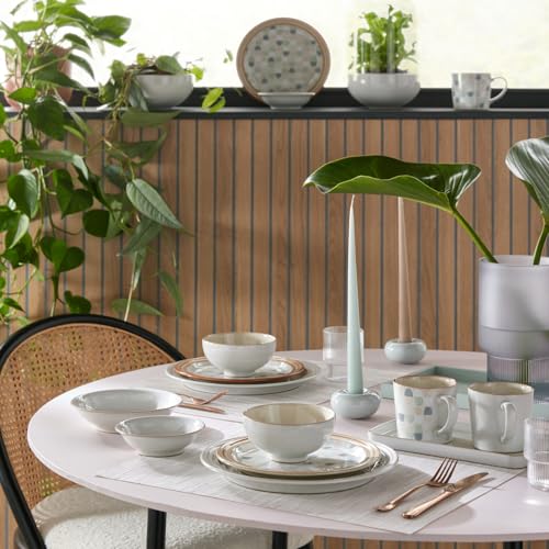 Denby - Heritage Atrium Small Plates Set of 4-6.7in Natural Ceramic Everyday Side, Appetizer Plates - Stoneware Dishwasher & Microwave Safe Tableware - Scratch Chip Resistant Dinnerware