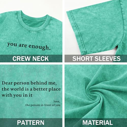 Image of Dear Person Behind Me Shirt You are Enough Tshirts for Men Oversized Inspirational Positive Tees Vintage Graphic Tops