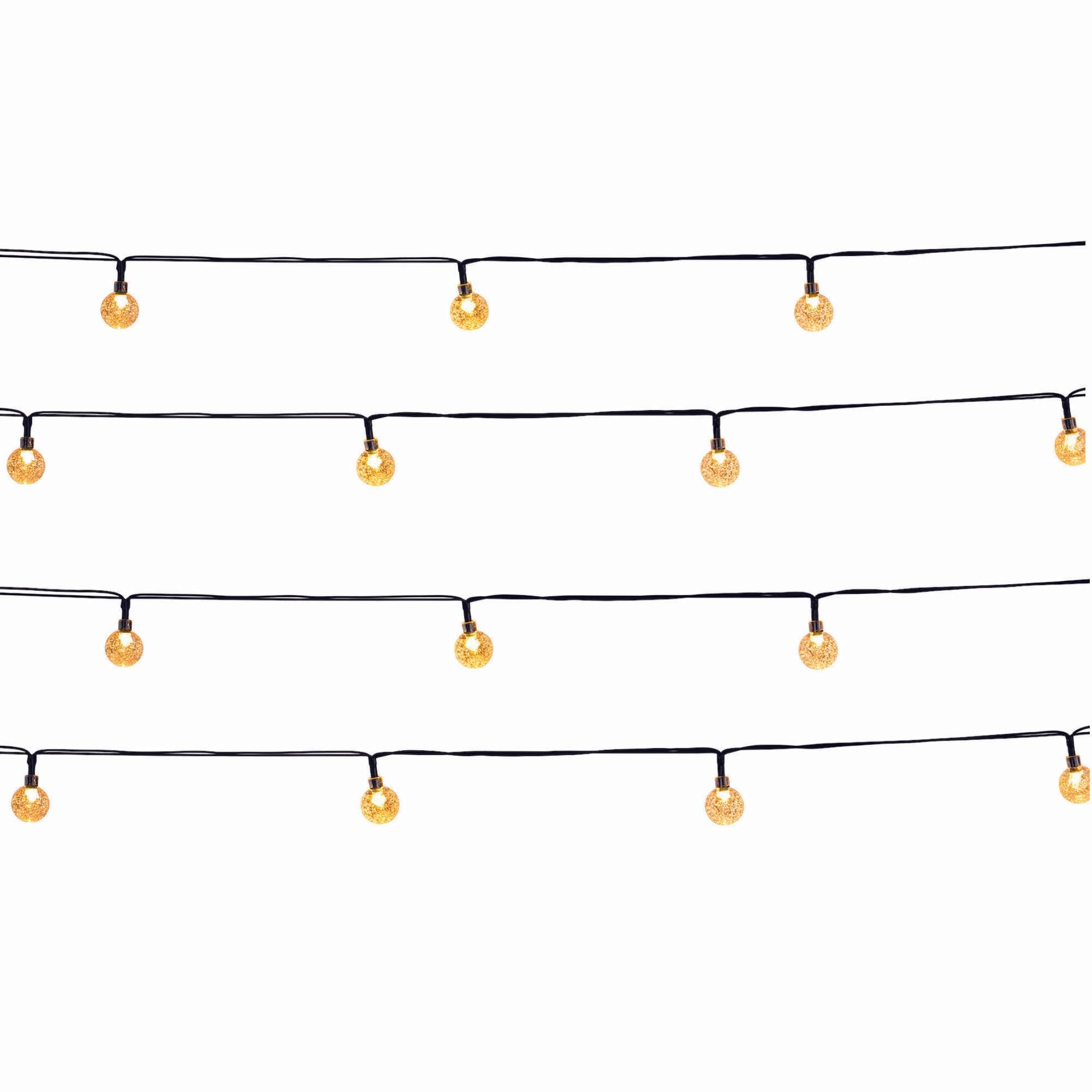 Lot de 2 guirlandes lumineuses solaires 20 globes scintillants LED blanc chaud FESTY WHITE 5.80m