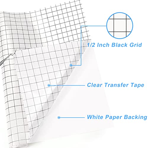Image of HTVRONT Transfer Tape for Vinyl, 12 inch x 10FT, Black, Strong Tack | For Shimmer Adhesive Vinyl, Clear Transfer Tape, Alignment Grid, For Signs Stickers Decals, For Walls Doors