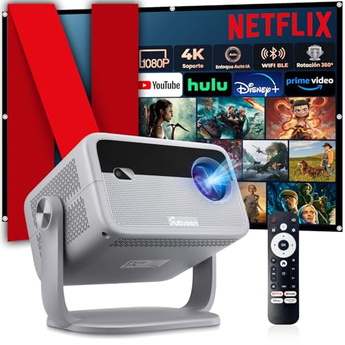 Proyector 4k Netflix Oficial Auto Focus Keystone Nativo 1080p Giratorio 360 Portable Projector Con Wifi6 Y Bt5.2, 50 -100 Zoom Proyector Portátil Para Movil Exterior Home One-Click Use Netflix Proyector 4k Netflix Oficial Auto Focus Keystone Nativo 1080p Giratorio 360 Portable Projector Con Wifi6 Y Bt5.2, 50 -100 Zoom Proyector Portátil Para Movil Exterior Home One-Click Use Netflix