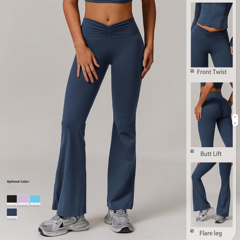 Donna Vita Alta Leggins a Zampa Sportivi Push Up Fared Elasticizzati Palestra Fitness Danza Casual