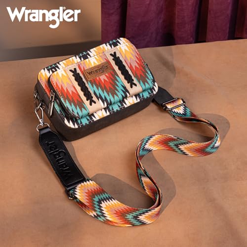 Wrangler Aztec Crossbody Bag for Women Multi Pocket Shoulder Bag Boho Cross Body Wallet Purse2