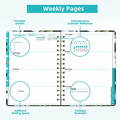 Ymumuda 2023-2024 Planner, 2023-2024 Weekly Monthly Academic Planner, 12-Month Daily Planner From Jul.2023 To Jun.2024, 8.4"×6", Spiral Planner Notebook With Stickers, Elastic Closure, Inner Pocket, Coated Tabs, Floral 03 #TOP2