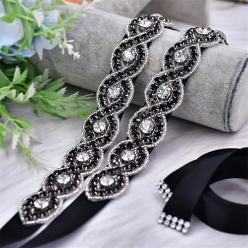 Women's Black Rhinestone Belt, Handmade Ball Gown Waistband, Bridal Accessory2