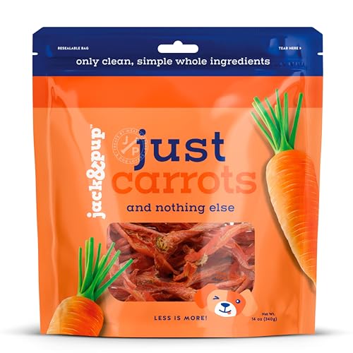 Jack&Pup Just Carrot Chews for Dogs | Single Ingredient Hypoallergenic Dog Treats | Nutritious Flavorful and All Natural Carrot Dog Treats Low Fat Low Calorie Dogs Treat (14oz)