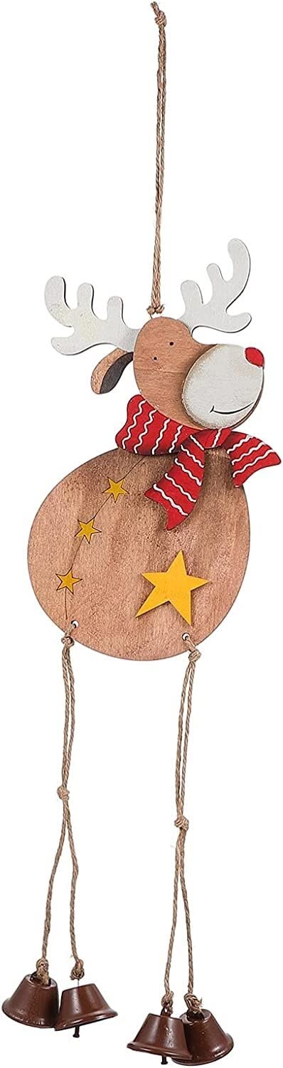 Weihnachtskugeln, hängende Dekoration, Weihnachtsbaumornamente, Weihnachtsbaum-Glocken-Ornamente, Holz-Rentier-Ausschnitt, hängende Dekorationen, Weihnachts-Elch-Figur, Anhänger, rustikal, dekorativ