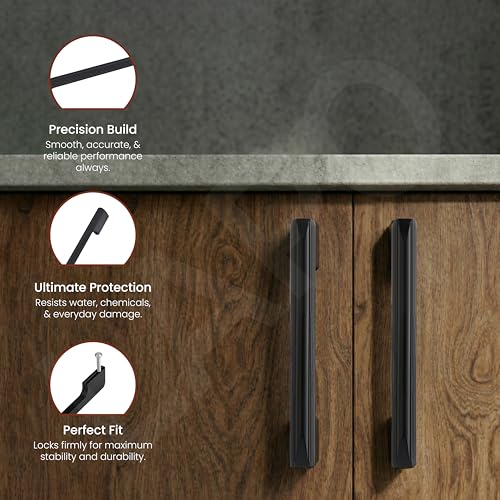 Image of LAPO 4 Piece Drawer Handle for Kitchen, 8 Inch Cabinet Handles for Wardrobe, Pulls for Cupboard, Almirah, Pooja Mandir (200mm, Black Finish, 3 Years Warranty) M-FB