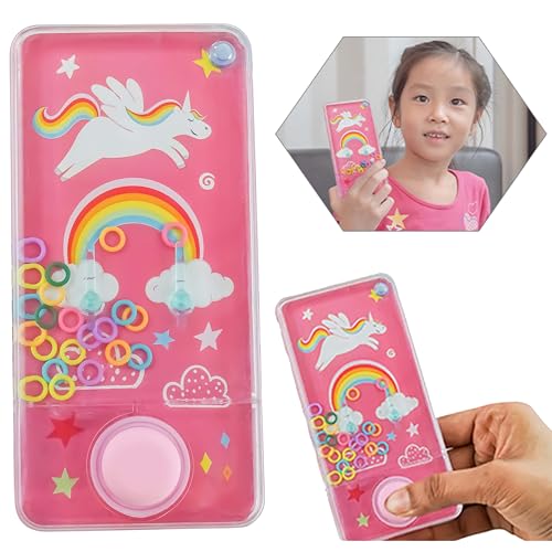 Rainbow Unicorn Water Games for Kids Girls - 14cm| Phone Water Ring Toss Handheld Games Water Toys Car Game for Kids| Party Favor Travel Games