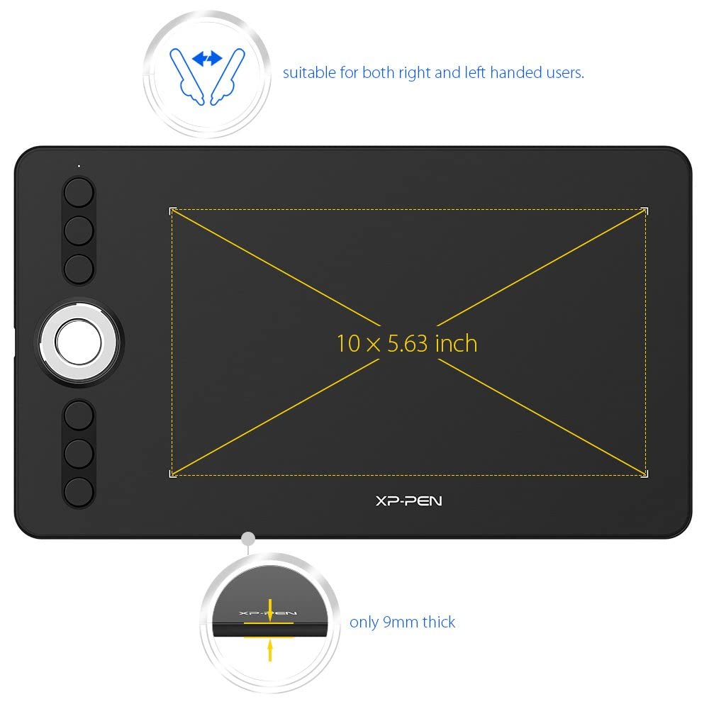 XP-Pen Deco 02 Tableta Gráfica Dibujo Digital con Lápiz P06 sin Batería 8192 Niveles de Presión y Teclas de Atajo, Tableta Digitalizadora Viene con el Último Software de Dibujo de ArtRage Lite