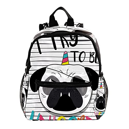 Mochilas para niños que despiertan sonrisas bonita bolsa de libro escolar con divertido pug