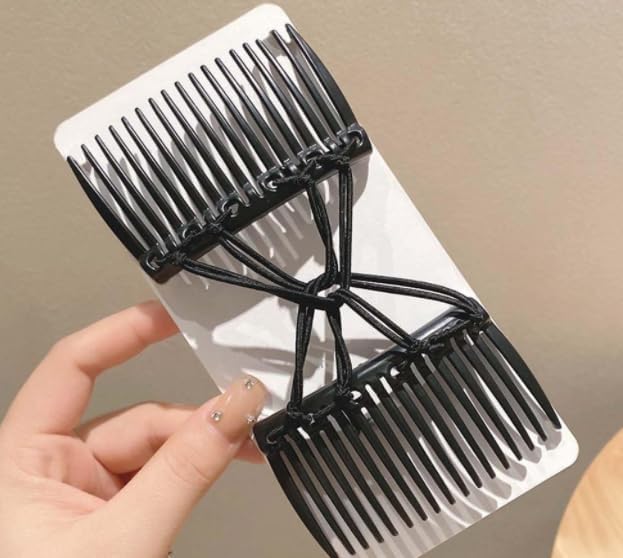 2 piezas clip ajustable mágico para cabello negro miniatura 3