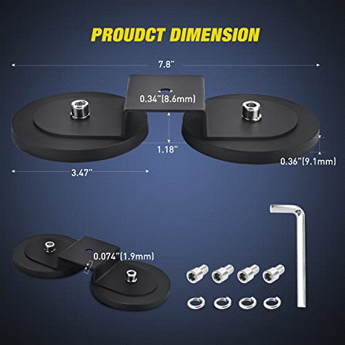 Image of Nilight 2PCS Magnetic Base Light Bar Mounts Universal Fit Strong Sucker Holder W /Rubber Boot for LED Pod Work Lights Auxiliary Driving Lamp on Roof Hood of Off Road Truck SUV Tractor Golf Cart Boats