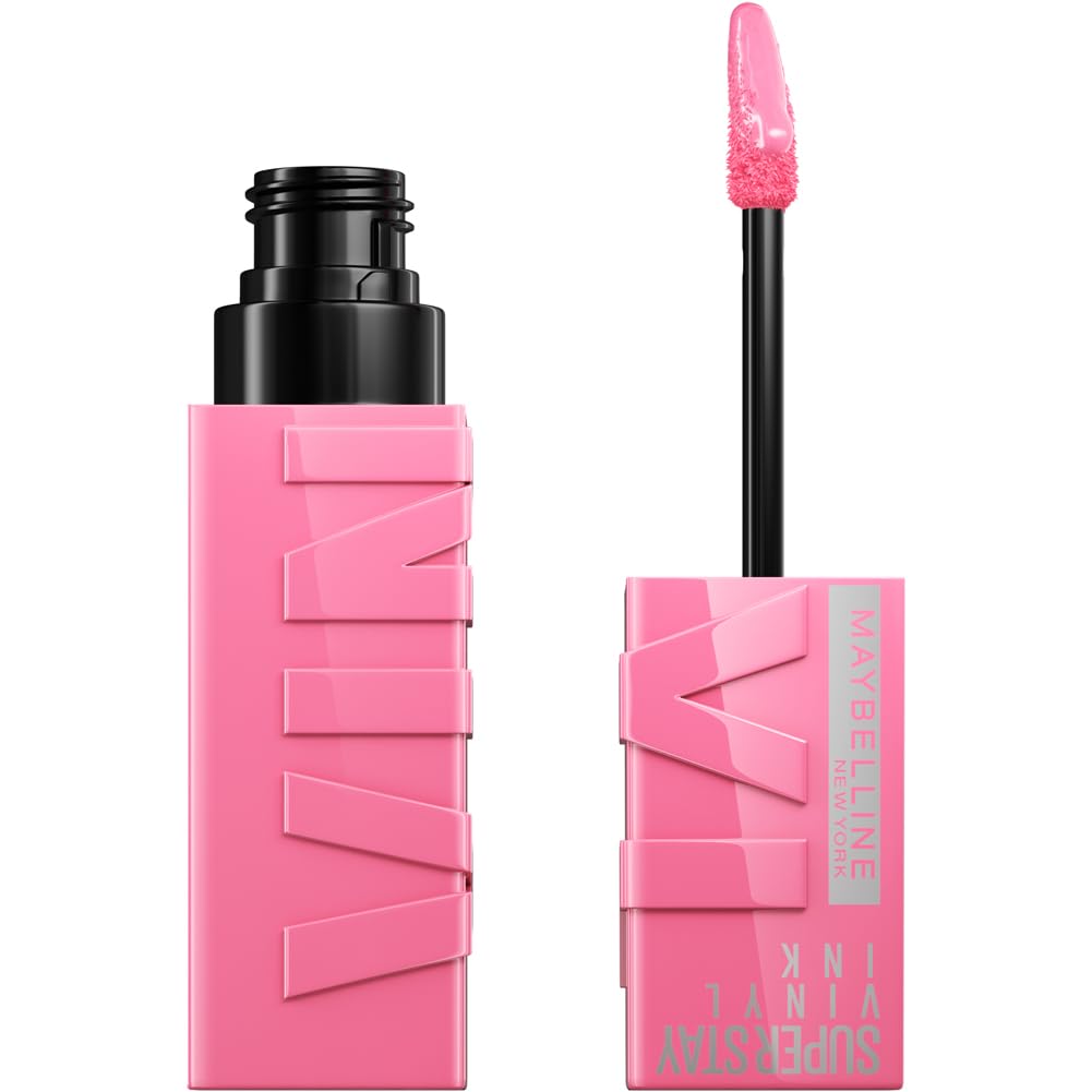 Maybelline New York Rossetto Liquido, Effetto Vinilico, Fino a 16H di Tenuta, Colore Brillante Senza Sbavature, Super Stay Vinyl Ink Pink Mix, Tonalità: 155 Upbeat 155 Upbeat 4.2 ml (Confezione da 1)