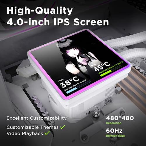 Image of ProFlow SE 360mm ARGB Black AIO CPU Cooler-Water Liquid Cooling System|4-Inch LCD Screen|320W TDP|ARGB 1850RPM PWM Cooler Fans|for Intel LGA1851 /1700 /1200 /115X AMD AM4 /AM5(White)