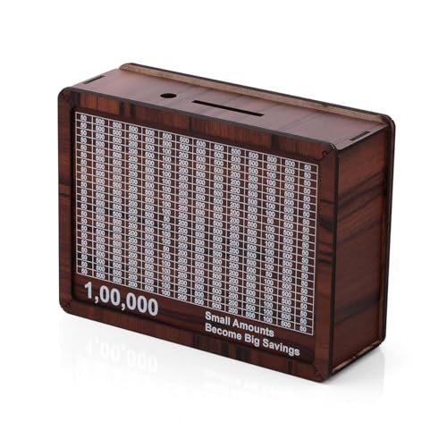 Image of Kitchen Bloom Wooden Piggy Bank for Kids and Adults, Money Savings Box with Numbers