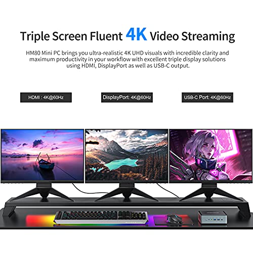 MINIS FORUM HM80 Mini PC AMD Ryzen 7 4800U 8 Cores up to 4.2 GHz| 16 GB RAM 512 GB PCIe SSD | Radeon Graphics | Windows 10 | Dual WiFi 6 Bluetooth | 4K HDMI 2.0/DisplayPort | 2X RJ45 |4X USB 3.0 - Image 5