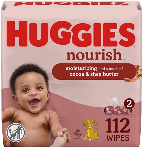 Huggies Nourish Scented Diaper Wipes, 2 Push Button Packs (112 Wipes Total) Huggies Nourish Scented Diaper Wipes, 2 Push Button Packs (112 Wipes Total)