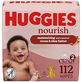 Huggies Nourish Scented Diaper Wipes, 2 Push Button Packs (112 Wipes Total)