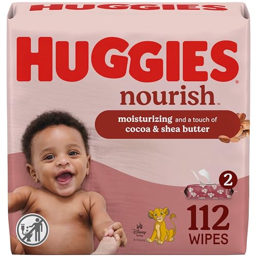 Huggies Nourish Scented Diaper Wipes, 2 Push Button Packs (112 Wipes Total)