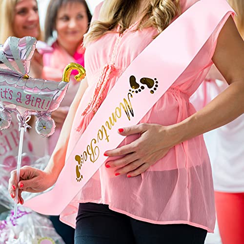 Xinnun ZE-XINNUN-15 5 Pcs Baby Shower Maternity Sash Kit Shoulder Sash And Pin Daddy Corsages Flower Crown Pregnancy Sash Rose Wreath Headdress thumb #4