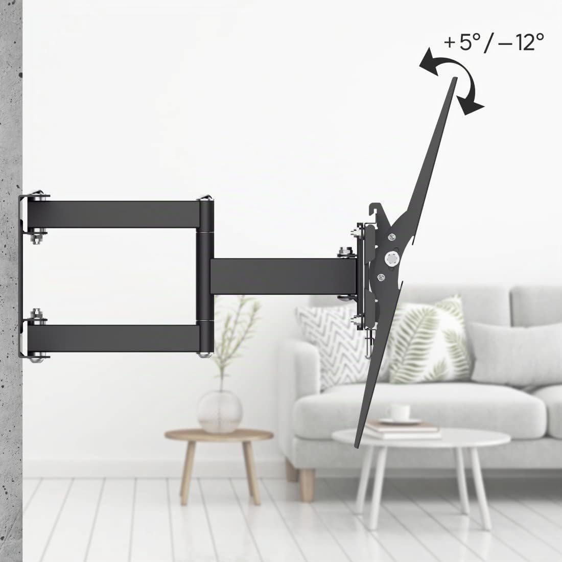 Hama Support mural TV FULLMOTION inclinable et pivotant pour TV écran plat entre 48 cm et 122 cm (19" à 48"), jusqu'à 20 kg de charge supportée, VESA 200x200, Noir