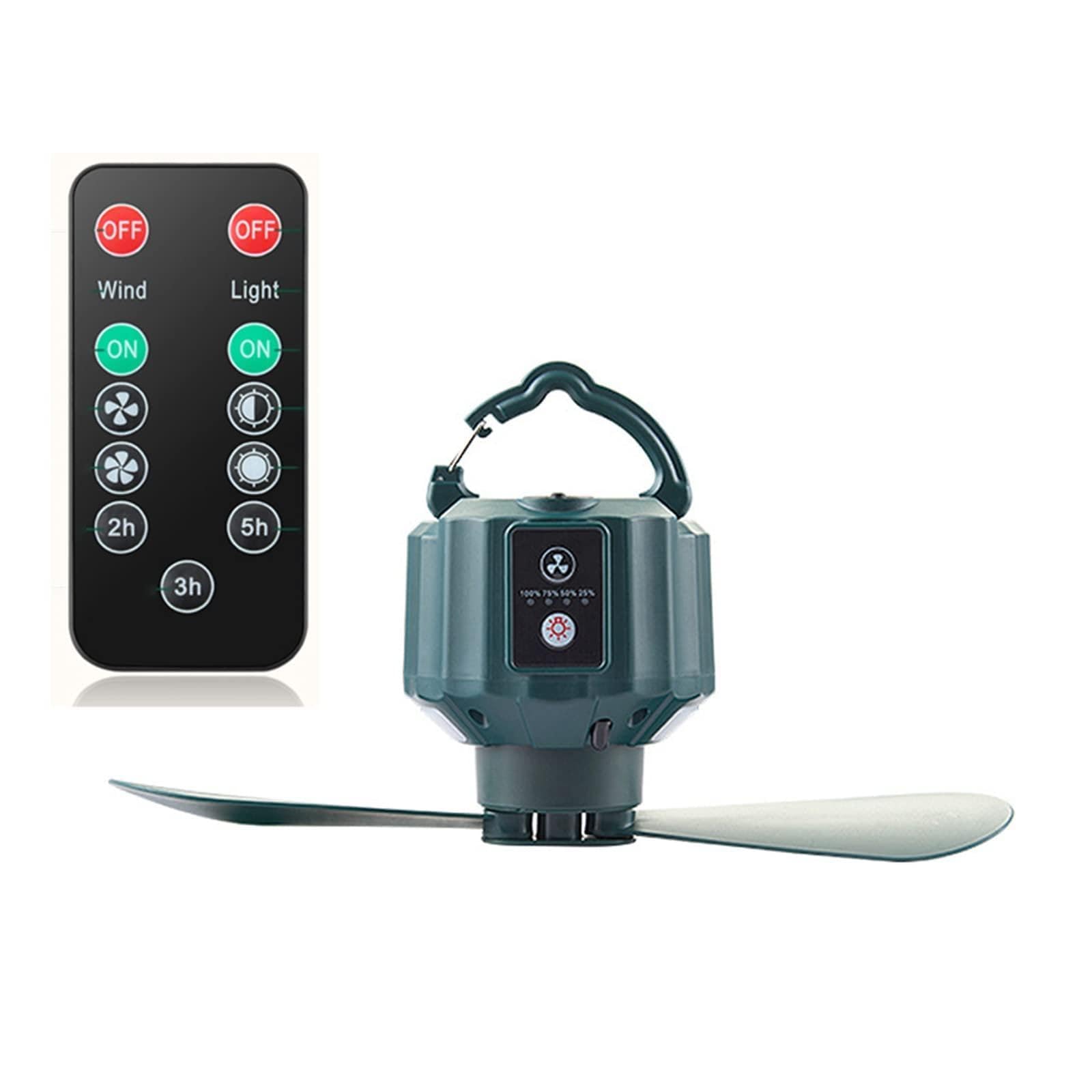 Ventilador de techo recargable 10400 mAh con control remoto, luz LED exterior y 3 marchas